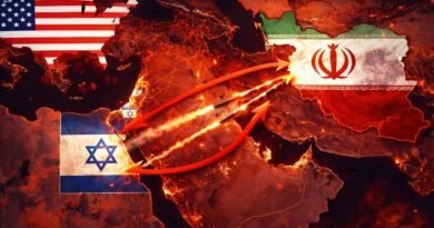 geopolitical_news_illustration_showing_Middle_East_map_with_Iran_Israel_and_USA_Kudos Press